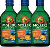 Möller's Omega-3 Levertraan Tutti Frutti - 3 x 250ml - Visolie voor kinderen - Omega-3 met vitamine A, D en E - Pure Levertraan uit Noorwegen - Visolie van wilde Noorse kabeljauw -