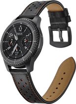 Fungus - Smartwatch bandje - Geschikt voor Samsung Galaxy Watch 3 45mm, Gear S3, Huawei Watch GT 2 46mm, Garmin Vivoactive 4, 22mm horlogebandje - PU leer - Gaatjes - Zwart