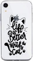 Apple Iphone XR transparant katten siliconen hoesje - Life is better with a cat