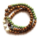 Natural Kralenarmband - Wood - Ceramic - Green