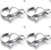 10 Karabijn sluitingen RVS- Sieraden maken