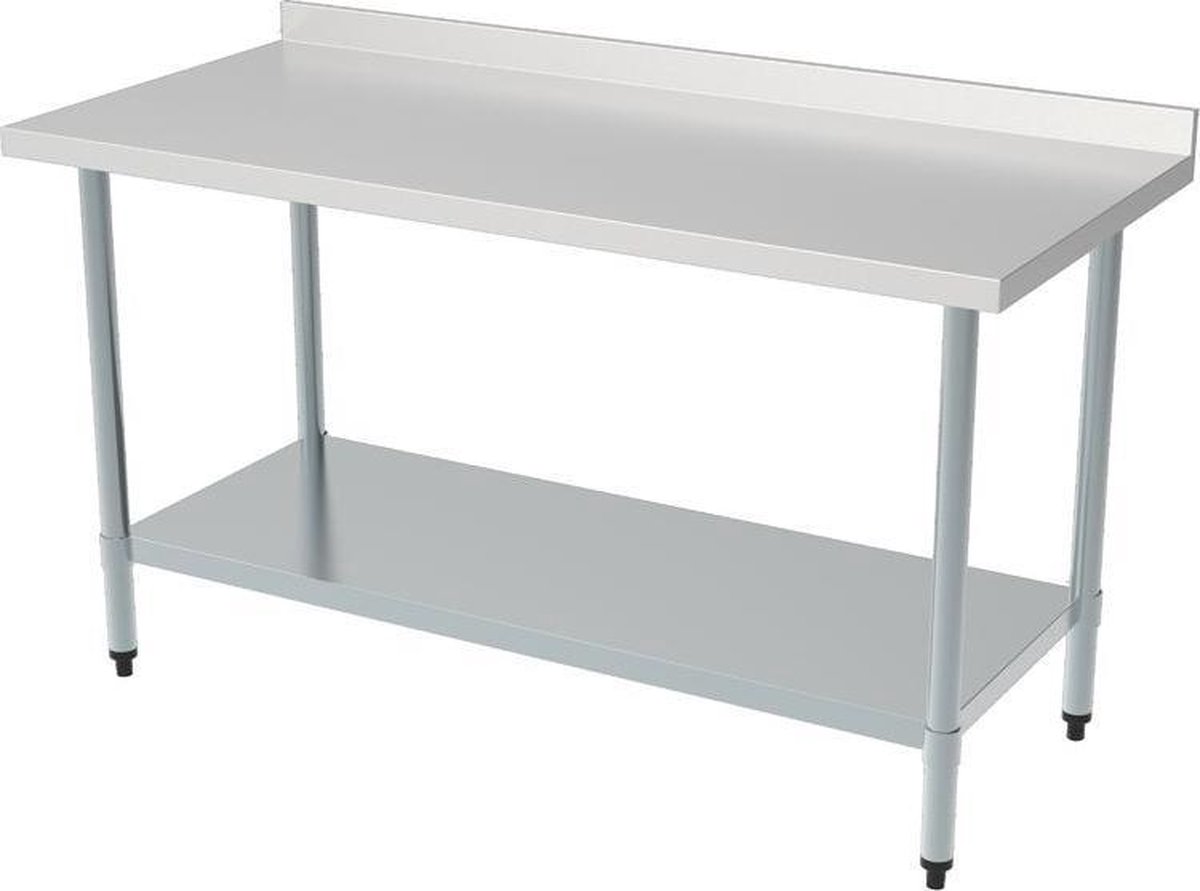 Professionele Demontabele RVS Werktafel | Bodemschap | Opstaande rand | Demontabel | 160cm| Combisteel | 7490.0080 | Horeca