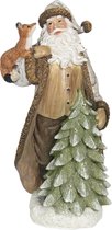 Clayre & Eef Kerstdecoratie Beeld Kerstman 6PR2987 20*17*40 cm - Meerkleurig Kunststof Decoratief Figuur Decoratieve Accessoires Woonaccessoires