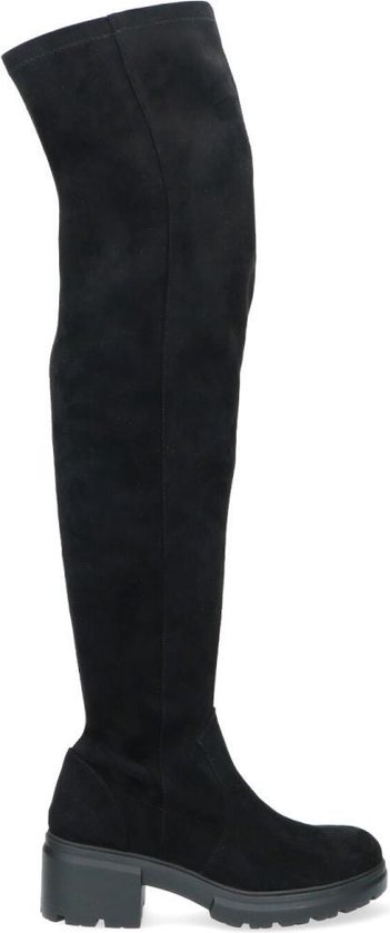 Sacha - Dames - Zwarte hoge laarzen met dikke zool - Maat 39 | bol.com