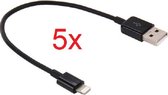 5 stuks 20cm 8-pins naar USB 2.0 data- / Iphone oplader kabel voor iPhone XR / iPhone XS MAX / iPhone X & XS / iPhone 8 & 8 Plus / iPhone 7 & 7 Plus / iPhone 6 & 6s & 6 Plus & 6s Plus / iPad 