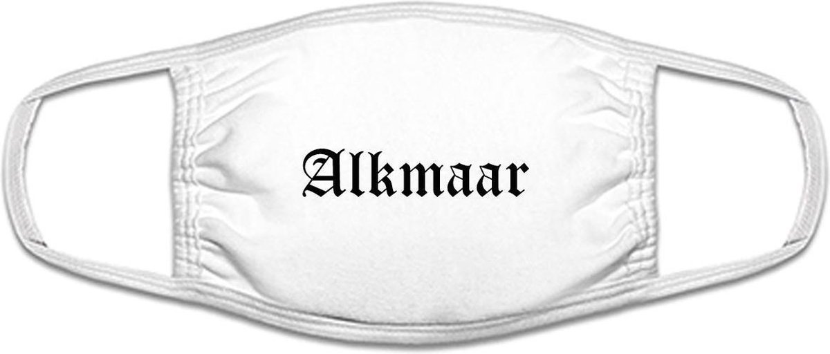 Alkmaar mondkapje | gezichtsmasker | bescherming | bedrukt | logo | Wit mondmasker van katoen, uitwasbaar & herbruikbaar. Geschikt voor OV
