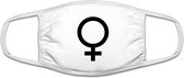 Vrouwen logo mondkapje | feminisme | gezichtsmasker | bescherming | bedrukt | logo | Wit / zwart mondmasker van katoen, uitwasbaar & herbruikbaar. Geschikt voor OV