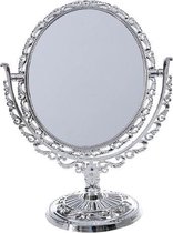 Tafelspiegel dubbelzijdig, model rond - make-up spiegel zilver- cosmeticaspiegel - spiegel self love - scheerspiegel - 360 graden draaibaar