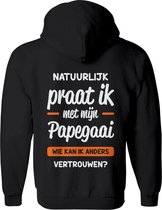 Vest dames, vest heren, natuurlijk praat ik met mijn papegaai wie kan ik anders vertrouwen, vogel, dieren, vogels