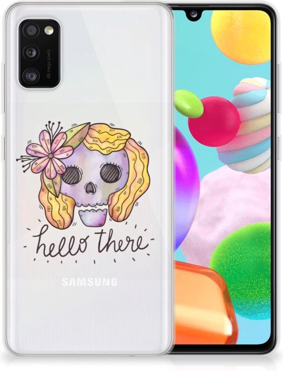 Silicone Back Case Samsung Galaxy A41 Boho Skull