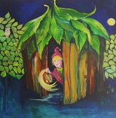 Schilderij: Hele goede nacht  30 x 30 cm  ( Twinkelschilderijen - Topcadeaus - sprookje - schilderij - Efteling - Disney - art - kunst  - baby's - kinderen  - kraamcadeau- verjaard