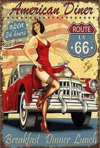 Wandbord - American Diner Route 66