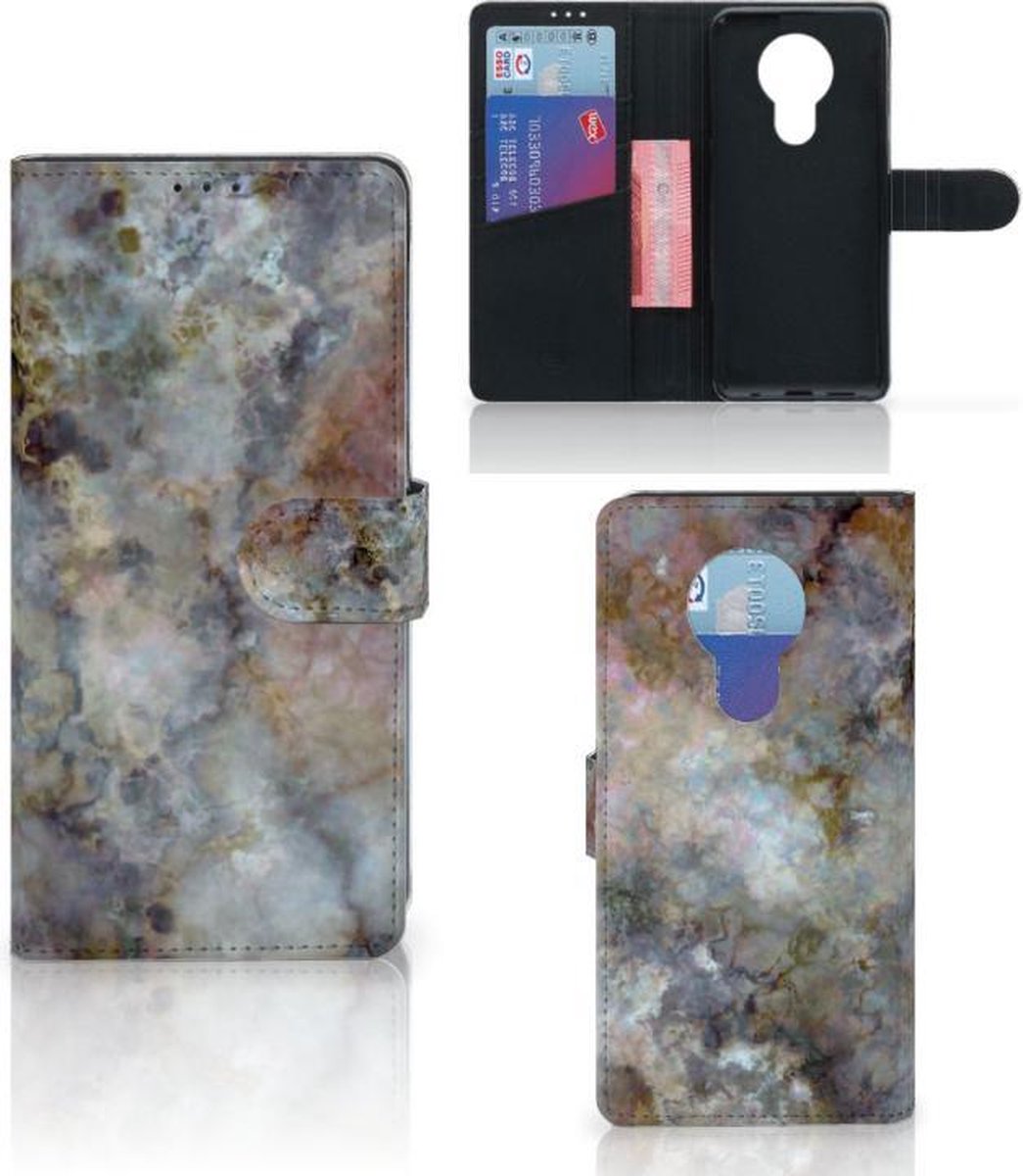Boekhoesje voor Nokia 5.3 Bookcase Marmer Grijs