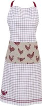 Keukenschort - Kookschort - Landelijk - geruit - Kippen & Hanen - Country Side Chicken - 70 x 85 cm