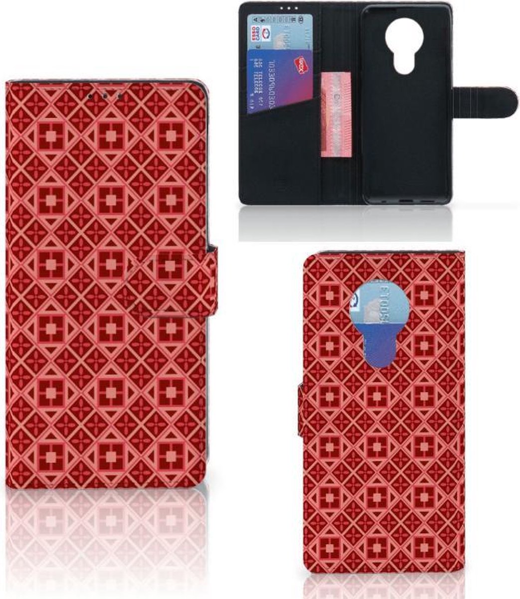 Boekhoesje voor Nokia 5.3 Telefoon Hoesje Batik Rood