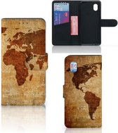 Telefoonhoesje Alcatel 1B (2020) Wallet Bookcase Wereldkaart