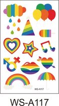 2x Regenboog gay pride kleuren neptattoos-regenboog vlag-Plak tattoo-tattoo stickers-Regenboogvlag LHBT accessoires-WS-A117