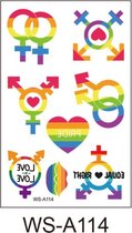 2x Regenboog gay pride kleuren neptattoos-regenboog vlag-Carnaval-Plak tattoo-tattoo stickers-Regenboogvlag LGBT Pride Month-WS-A114