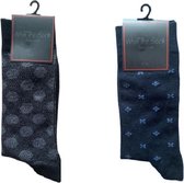 Socke - 1 Paar Herensokken Ster Motief Blauw & 1 Paar Herensokken Dot Design Blauw Maat 40-46 Heren Maat 40-46 - Sokken Heren