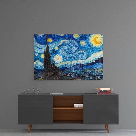 Van Gogh Stary at Night Peinture en Glas trempé Insigne imprimé UV 110x70 cm