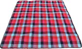 Picknickkleed met Draagband Small 100x150cm - Waterdicht onderlaag - Outdoor - Opvouwbaar buitenkleed - Campingdeken - Rood-blauw