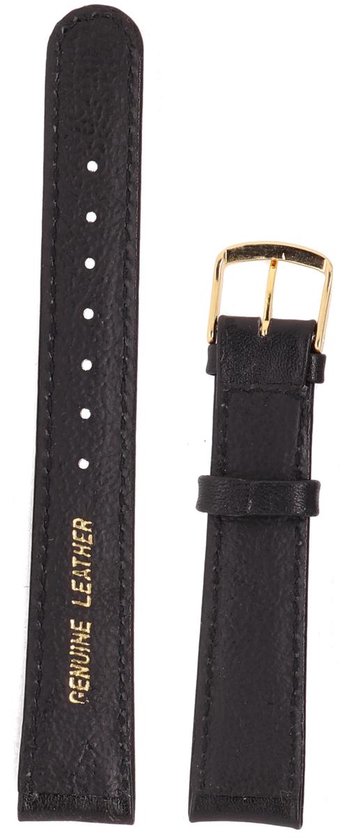 Universele Echte Leder Horlogebandje - 16mm - Zwart - Merkloos