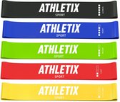 Athletix® - Weerstandsbanden Set van 5 - Met Gratis Draagtas en Oefeningen
