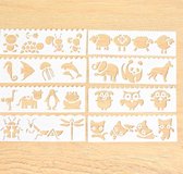 Bullet Journal Plastic Stencils - 8 stuks - Templates - Dieren - Animals - Sjablonen - 5,5 x 18,3cm - Handlettering toolkit - Knutselen - Decoratie - Accessoires
