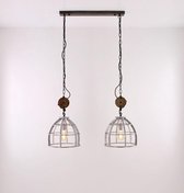 BRILLIANT lamp Century hanglamp 2-lichts zink antiek / bruin