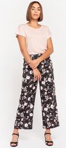 LOLALIZA Losse broek met bloemen - Zwart - Maat 46