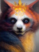 Fantasie Kleurrijke Panda Vos - VIERKANT - 30x40cm - Diamond Painting Volwassenen - Paintd