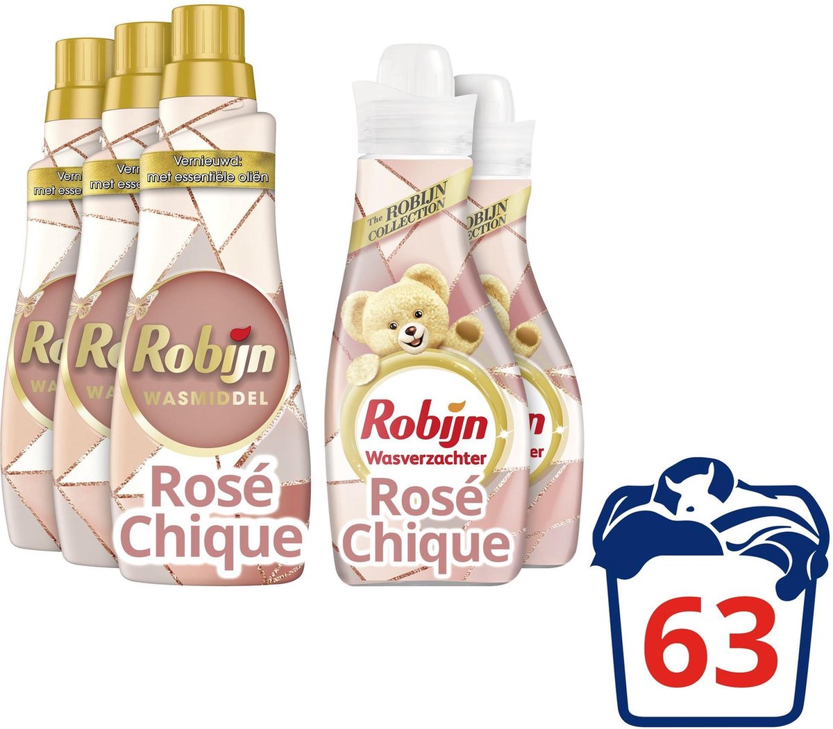 Robijn Rose Chique Wasmiddel en Wasverzachter - 60 wasbeurten - Voordeelverpakking