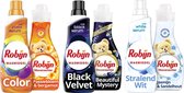 Robijn Kleur, Wit en Zwart Wasmiddel en Wasverzachter - 3 x 20 en 3 x 30 wasbeurten - Voordeelverpakking