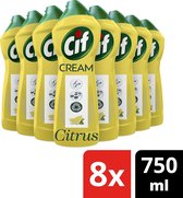 Cif Citroen Cream Schuurmiddel - 8 x 750 ml - Voordeelverpakking