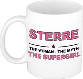 Naam cadeau Sterre - The woman, The myth the supergirl koffie mok / beker 300 ml - naam/namen mokken - Cadeau voor o.a verjaardag/ moederdag/ pensioen/ geslaagd/ bedankt