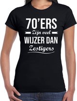 Verjaardags t-shirt 70ers zijn veel wijzer dan zestigers - zwart - dames - 70e verjaardag - verjaardag shirts / kleding XL