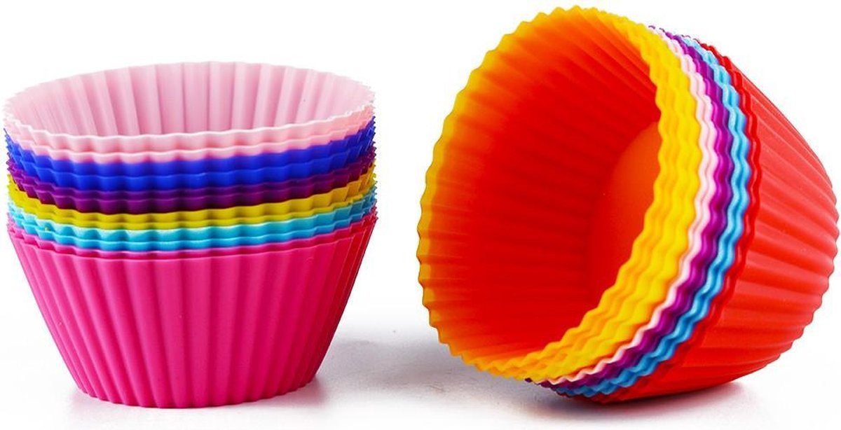 Siliconen Cupcake Vormpjes 12 stuks, Cupcake cups, Muffin Bakvormen, Gebak, Taartjes, Bakvormen