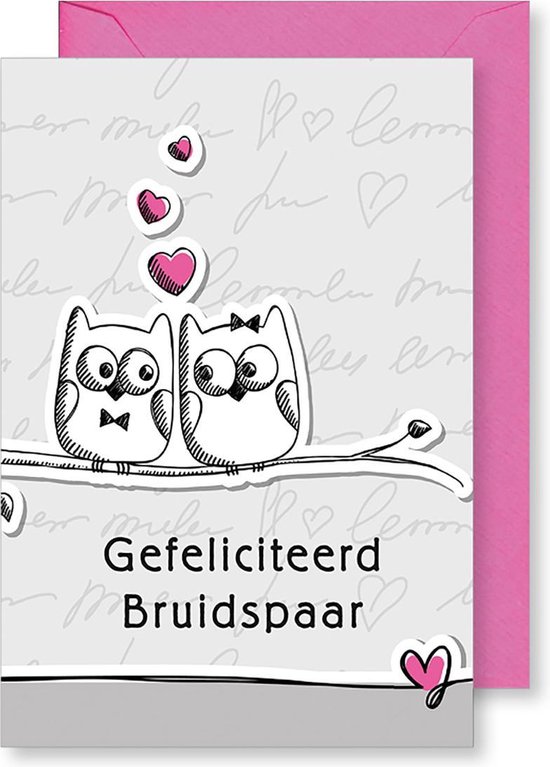 6 Wenskaarten met gekleurde envelop - MGPcards - Bruidspaar - Gefeliciteerd - 11,5 x 17 cm