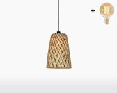 Hanglamp - KALIMANTAN - Zwart/Naturel Bamboe - Koker - Small - LED-lamp