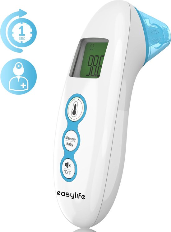 Literaire kunsten mouw influenza Easylife® Digitale Infrarood Thermometer incl. Batterijen en Opbergzakje -  Oor & Voorhoofd | bol.com