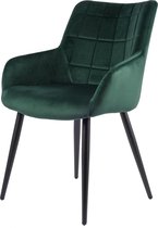 Rio Eetkamerstoel - Groen | Velours | Velvet | Zwart stalen poten | Design eetkamerstoel