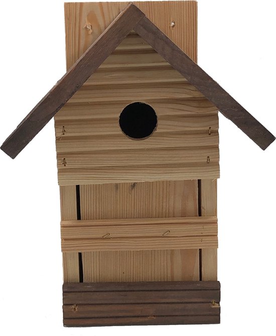 GARDEN SPIRIT - Vogelhuisje Nestkast Pimpelmees - Naturel Bruin 15 x 16 x 25 cm Ø 27 mm