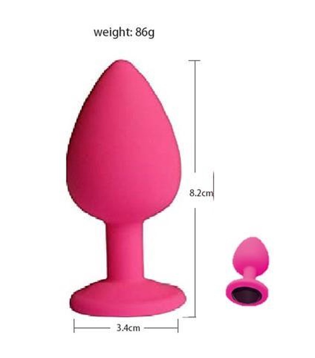 Goedkoopste Anaal plug - Siliconen - Plug - Roze - Zwarte Steen - Ø 3.4 cm - Medium