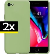 Hoesje Geschikt voor iPhone SE 2020 Hoesje Siliconen Case - Hoes Geschikt voor iPhone SE (2020) Hoes Siliconen - Groen - 2 Stuks