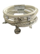 Petra's Sieradenwereld - *Armbandenset wit leer met magneetsluiting (004)