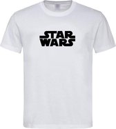 Wit T shirt met Zwart “Star Wars” logo / ronde hals / Size L