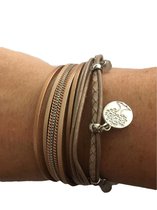 Petra's Sieradenwereld - *Armbandenset taupe leer met magneetsluiting (003)