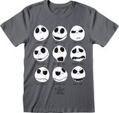 Nightmare Before Christmas - Many Faces Of Jack Unisex T-Shirt Donker Grijs