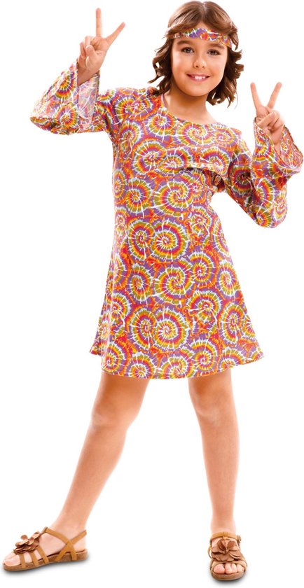 VIVING COSTUMES / JUINSA - Psychedelisch hippie kostuum voor meisjes - jaar