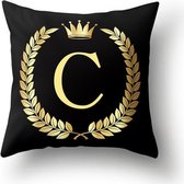 Zwarte ' Koninklijke' Kussenhoes Met Letter C (500087)